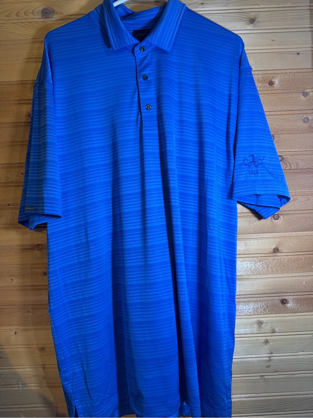 Dunning Golf performance Blue Striped  Polo Shirt